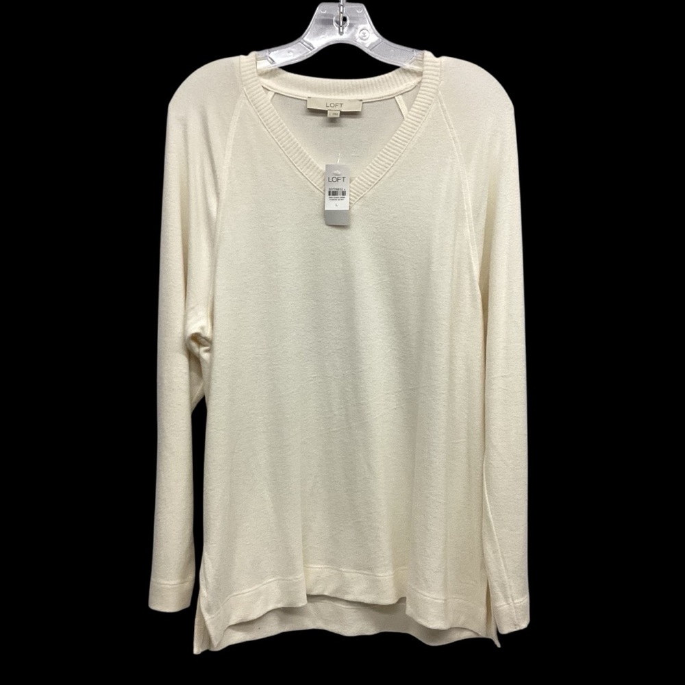 LOFT NWT Ivory V-neck Tunic Sweater Misses size L